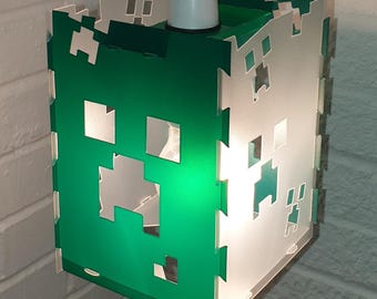 Minecraft ghast creeper lampshade lamp shade light shade lightshade. Kids girls boys and adults. Bedrooms and games rooms. good fun. Value.
