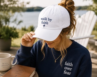 Minimalist Embroidered Hat with Faith, Freedom, Grace Details - Soft Cotton Adjustable Dad Cap