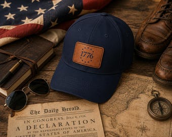 1776 Heritage Hat | Leather Patch Baseball Cap | Patriotic Hat | America 250 Celebration | Timeless Americana