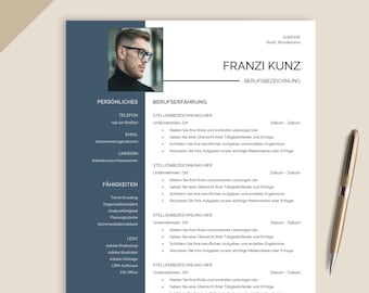 Lebenslauf Vorlage kaufen, professional Bewerbungsvorlage deutsch, moderne Lebenslaufvorlage für Word & Pages, Lebenslauf zum Ausfüllen