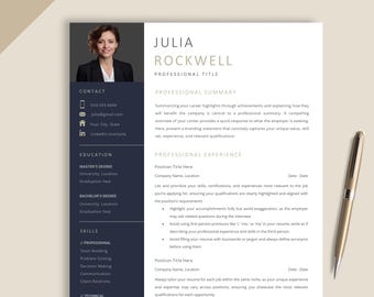 Plantilla de CV con foto, plantilla de CV para Word, CV para Google Docs, plantilla de CV moderna, plantilla de CV profesional, 1, 2 o 3 páginas, descarga instantánea