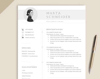 Lebenslauf Vorlage für Word, Pages, Google Docs, Bewerbungsvorlage Deutsch, Moderner Lebenslauf, Anschreiben, Anlagen, Deckblatt, Bewerbung