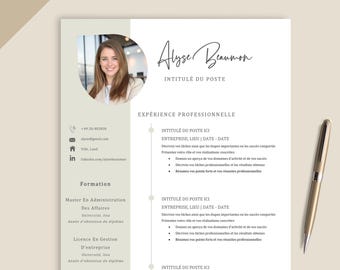 Modelo de CV francés en formato Word, Modelo de CV con foto y carta de motivación para descargar en formato Word, Apple Pages, Google Docs