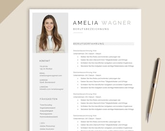 Lebenslauf Vorlage Deutsch – Word, Pages & Google Docs, Professioneller CV mit Anschreiben - Foto, freundliche Bewerbungsvorlage 2026