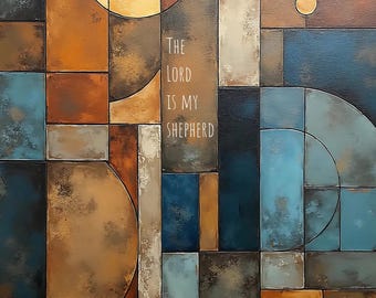 Christian Wall Art Print | Abstract Religious Digital Painting | The Lord Is My Shepherd Scripture Modern Faith Home Decor Digital Download