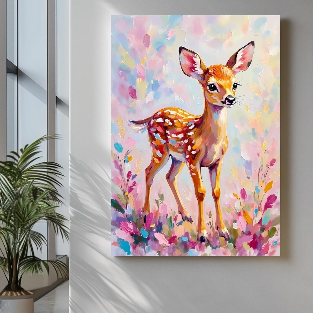 Abstract Fawn Nursery Wall Art Print | Woodland Animal Kids Room Decor ...