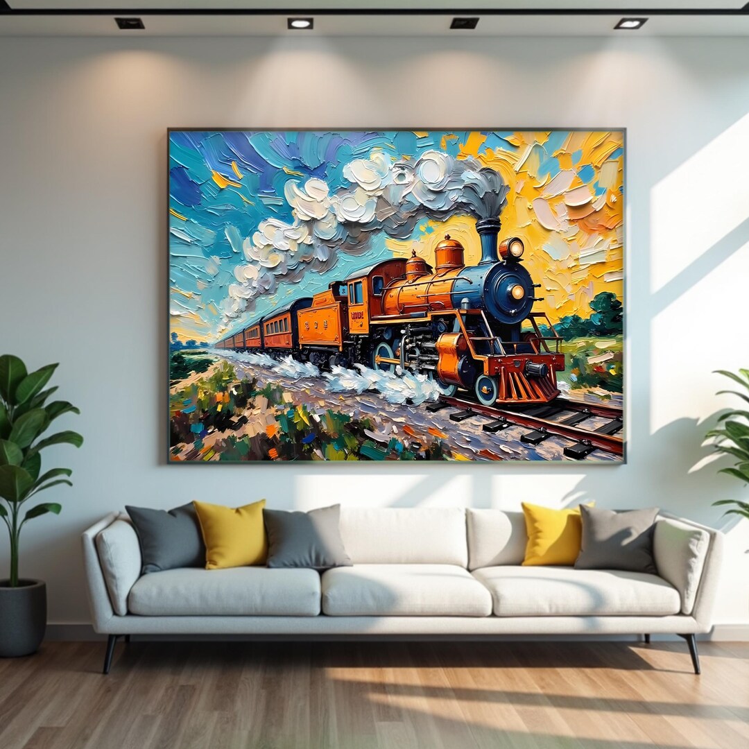 Abstract Steam Train Wall Art Print | Vintage Locomotive Digital ...