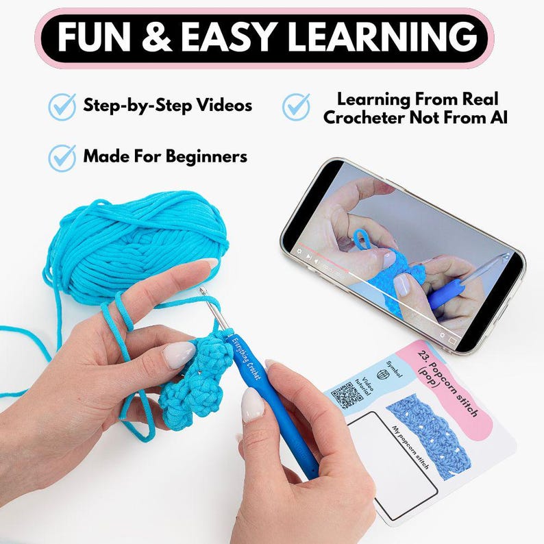 Crochet Stitch Cards Kit for Beginners: 25 Video Tutorials - Etsy