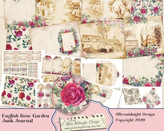English Rose Garden Junk Journal BIG Journal Roses, Birds, English cottages, DIY journal