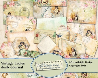 Vintage Ladies Junk Journal, Digital Journal, DIY Journal, full size journal, Beautiful Women,