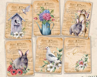 EASTER Junk Journal Cards, Scrapbook JOurnal Cards, Vintage Journal Cards, vintage Easter Cards, Digital Journal Cards