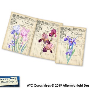 TAGS Irises Vintage Flowers Digital Tags Instant Download for Gift Tags Cards Scrapbooking Paper Crafts image 3
