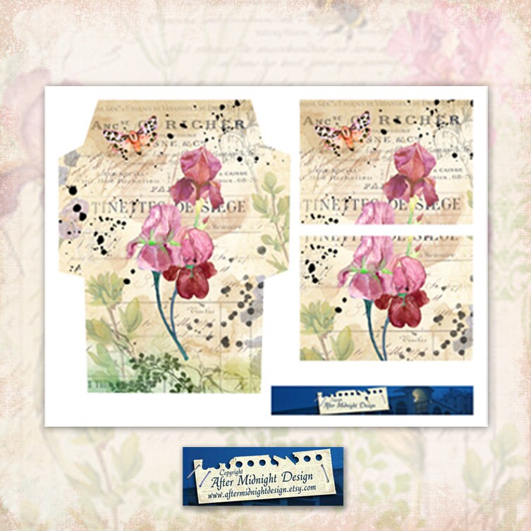 Iris Envelopes and Journal Cards Vintage Style Envelopes Etsy