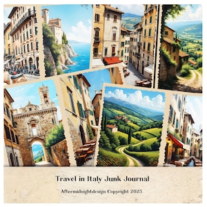 Italy Travel Junk Journal Kit: Vintage Scrapbook Paper (Digital Download)