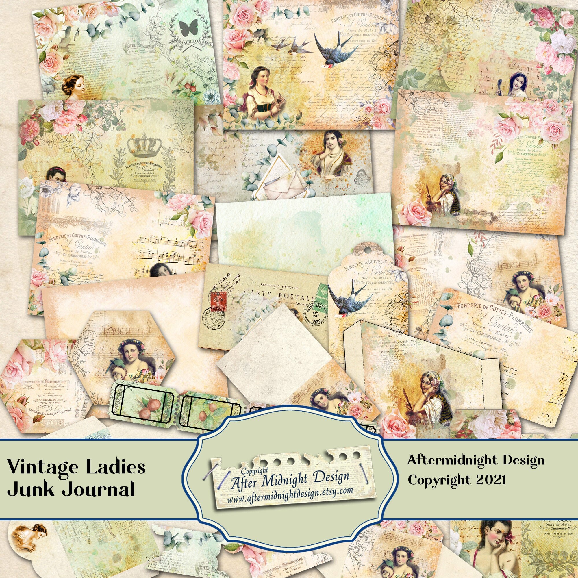 Vintage Ladies Junk Journal, Digital Journal, DIY Journal, full size …