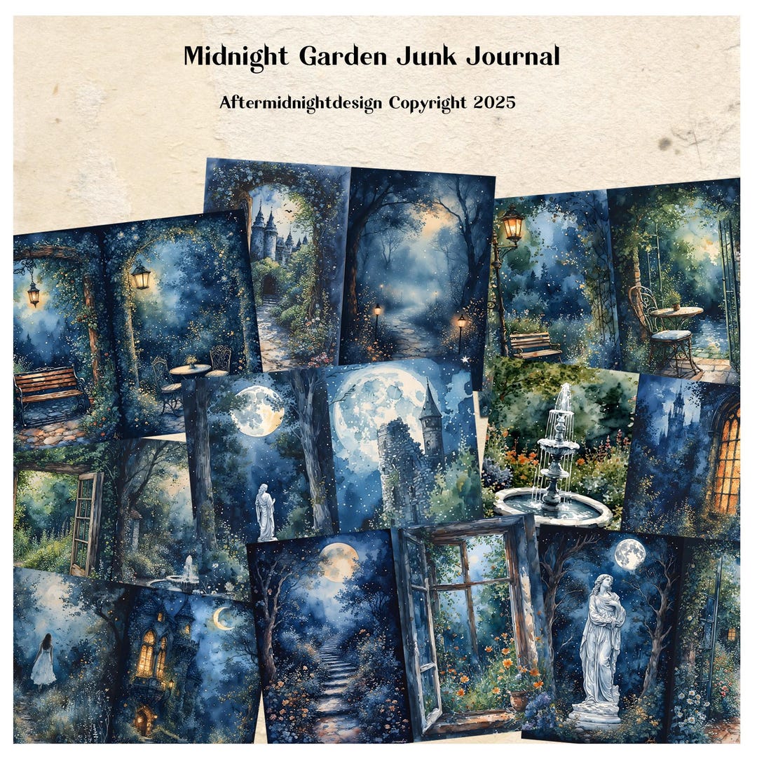 Midnight Garden Junk Journal, Vintage Junk Journal, Printable Journal ...