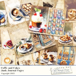 Pages de journal indésirables café et gâteaux vintage, journal vintage, verres délicats, amateurs de café, journal de bricolage, café vintage, biscuit vintage