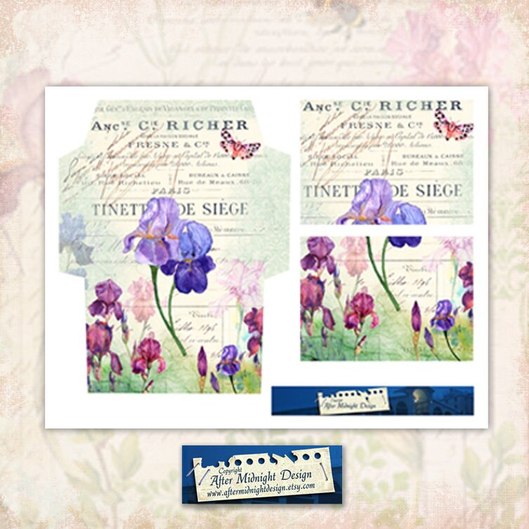 Iris Envelopes and Journal Cards Vintage Style Envelopes Etsy