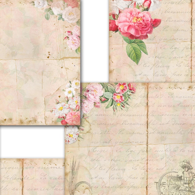 Junk Journal Pages English Garden diyJunk journal Flower papers Vintage papers Vintage Garden Digital journal pages image 3