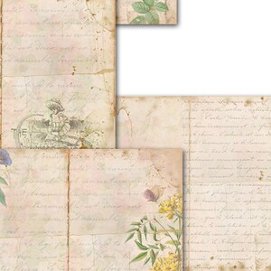 Junk Journal Pages English Garden diyJunk journal Flower papers Vintage papers Vintage Garden Digital journal pages image 4