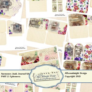Anemony CZĘŚĆ 2 Dziennik śmieciowy EFEMERY, dziennik śmieciowy DIY Kwiatowe ephemera Kwiaty w stylu vintage, ephemera, koperty, metki, bilety, karty dziennika