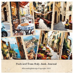 Postales de Italia: Páginas de diario basura: Álbum de recortes italiano imprimible (descarga digital)