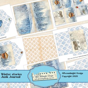 Winter Stories Junk Journal Kit, BIG Winter kit , DIY Junk journal, Forest landscapes, Animals, Digital journal pages image 6