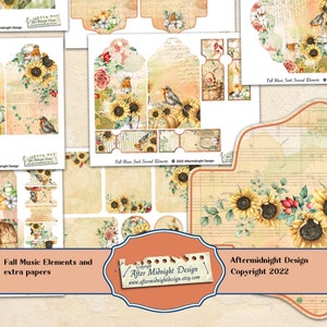 Fall Vintage Junk Journal Kit: Autumn Music Ephemera (8.5x11 Pages)