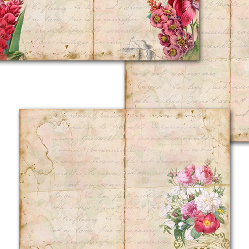 Junk Journal Pages English Garden diyJunk journal Flower papers Vintage papers Vintage Garden Digital journal pages image 5