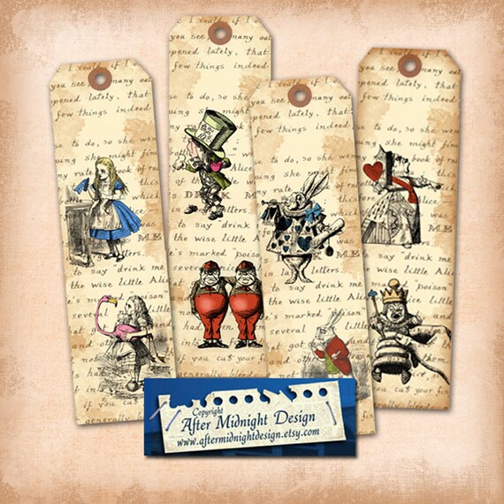 Alice In Wonderland Bookmark No 1alice Decorations Alice Etsy
