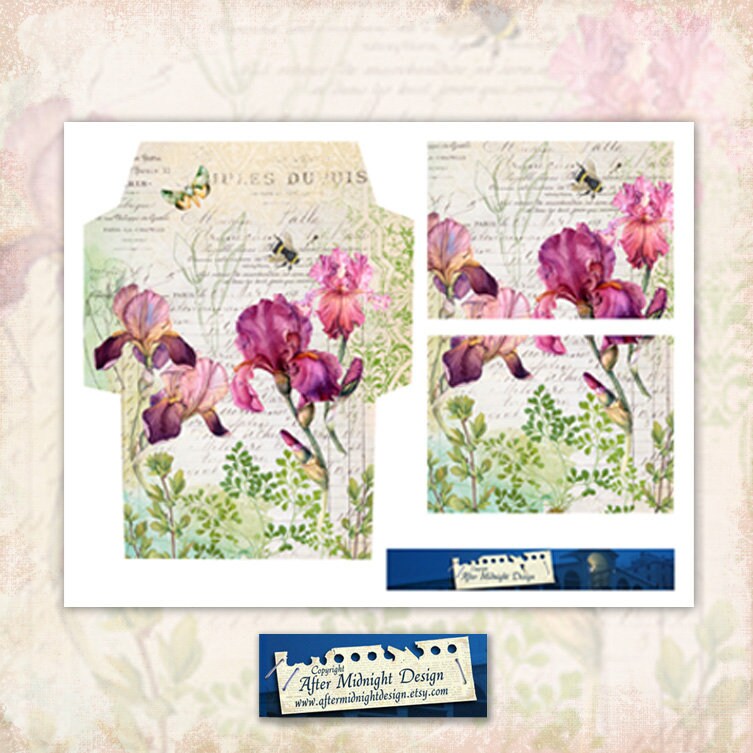Iris Envelopes and Journal Cards Vintage Style Envelopes Etsy