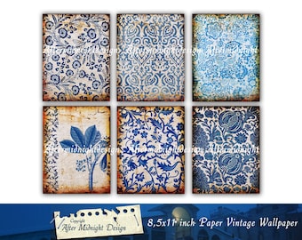 INSTANT DOWNLOAD. Vintage Wallpaper, journaling, decoupage, scrapbooking, cards, tags  Digital Papers No A06