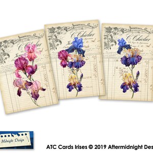TAGS Irises Vintage Flowers Digital Tags Instant Download for Gift Tags Cards Scrapbooking Paper Crafts image 2