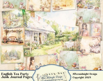 English Tea Party Junk Journal, DIY Journal, Journal pages, vintage style