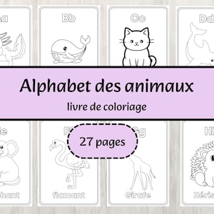 27 coloriages d&#39;animaux de l&#39;alphabet pour enfants, livre de coloriage à offrir, activité amusante pour la maternelle, livre imprimable