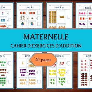 Fiches de travail imprimables de 21 pages sur les ajouts à compléter pour la maternelle et les activités d&#39;enseignement à domicile