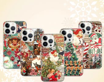 Retro Santa Christmas Phone Case, Xmas Cover fits iPhone Samsung Pixel