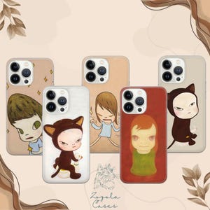 Yoshitomo nara Phone Case Painting Cover for iPhone 16e, 15, 14, 13, 12, 11, Google Pixel 9 Pro, 8, 7A, Samsung S25 edge, S24 FE, A71, A36