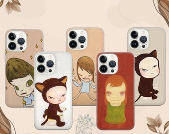Yoshitomo nara Phone Case Painting Cover for iPhone 17 Pro, 16e, 15, 14, 12 & Samsung S26 Ultra, S25 FE, A56, Pixel 10 XL, 9a, 8