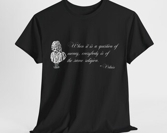 Voltaire Unisex T-Shirt, Philosophisches Hemd, Politisieren, die Aufklärung, literarisch, brillant, klug, antifaschistische Statement - No Kings
