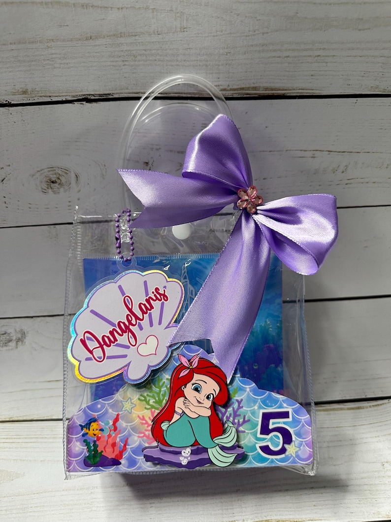Little Mermaid Inspired Favor Bags, Ariel Mini Purse Party Theme, Mermaid Party, Sanrio, Little Mermaid Decoration image 1