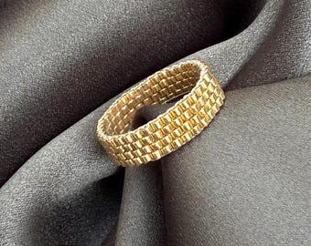Gold Miyuki Samen Perlen Ring, Sondergröße Handgefertigte Perlenband