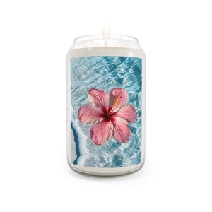 Tropical Floral Scented Candle, Ocean Breeze Candle, Relaxing Home Decor Gift, Aromatherapy for Stress Relief, Beach Vibes Favor