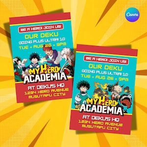 My Hero Academia Birthday Invitation: Two Unique Designs (Printable PDF & Canva Link)