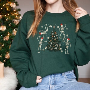 Womens Comfy Xmas Sweater Christmas Cute shirt Christmas Party Hoodie Skeleton Dancing Christmas Sweatshirt Christmas Skeleton Sweatshirt