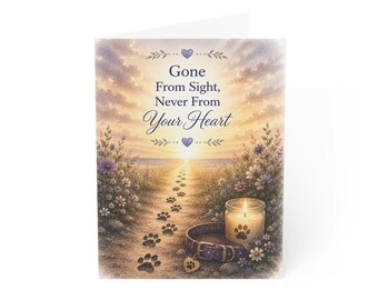Pet Sympathy Greeting Card, Heartfelt Condolence Card, Dog Loss Bereavement Card, Cat Rainbow Bridge Card