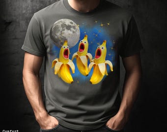 Camiseta divertida de plátano, Plátano aullando a la luna, Camiseta de 3 animales, Camiseta grunge de los 90, Camiseta Comfort Colors