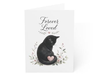 Black Cat Sympathy Greeting Card, Heartfelt Condolence Card, Loss Bereavement Card, Black Cat Rainbow Bridge Memorial Card