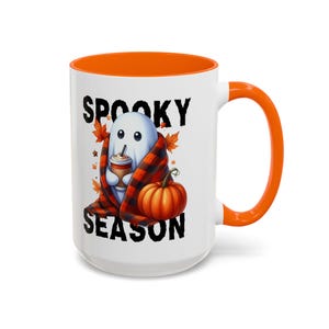 Caneca de café com tema de fantasma da estação assustadora, utensílios para bebidas de Halloween, decoração de outono, presente para amantes de abóbora, canecas aconchegantes de outono, com lembrete de IA