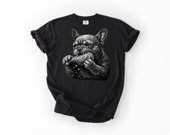 Camiseta divertida de bulldog francés, camiseta con estampado de pata de pollo, camiseta retro grunge de los 90 con bulldog francés, camiseta Comfort Colors